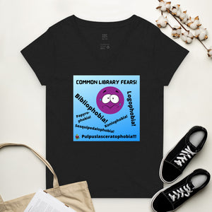 "Library Phobias" women’s v-neck t-shirt