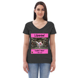 "Woman Tsundoku" v-neck t-shirt