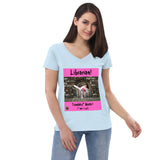 "Woman Tsundoku" v-neck t-shirt