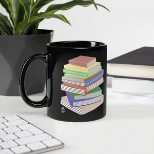 "Bookstack" Black Glossy Mug