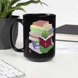 "Bookworm/Bookstack" Black Glossy Mug