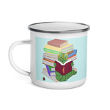 "Bookworm/Bookstack" Enamel Mug