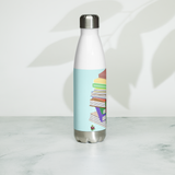 "Bookworm/Bookstack" Stainless Steel Water Bottle