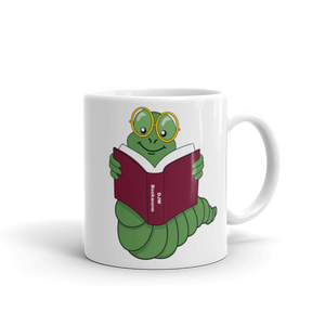 Bookworm White glossy mug