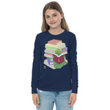 "Bookworm/Bookstack" Youth long sleeve tee