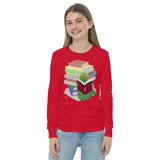 "Bookworm/Bookstack" Youth long sleeve tee