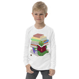 "Bookworm/Bookstack" Youth long sleeve tee