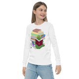 "Bookworm/Bookstack" Youth long sleeve tee